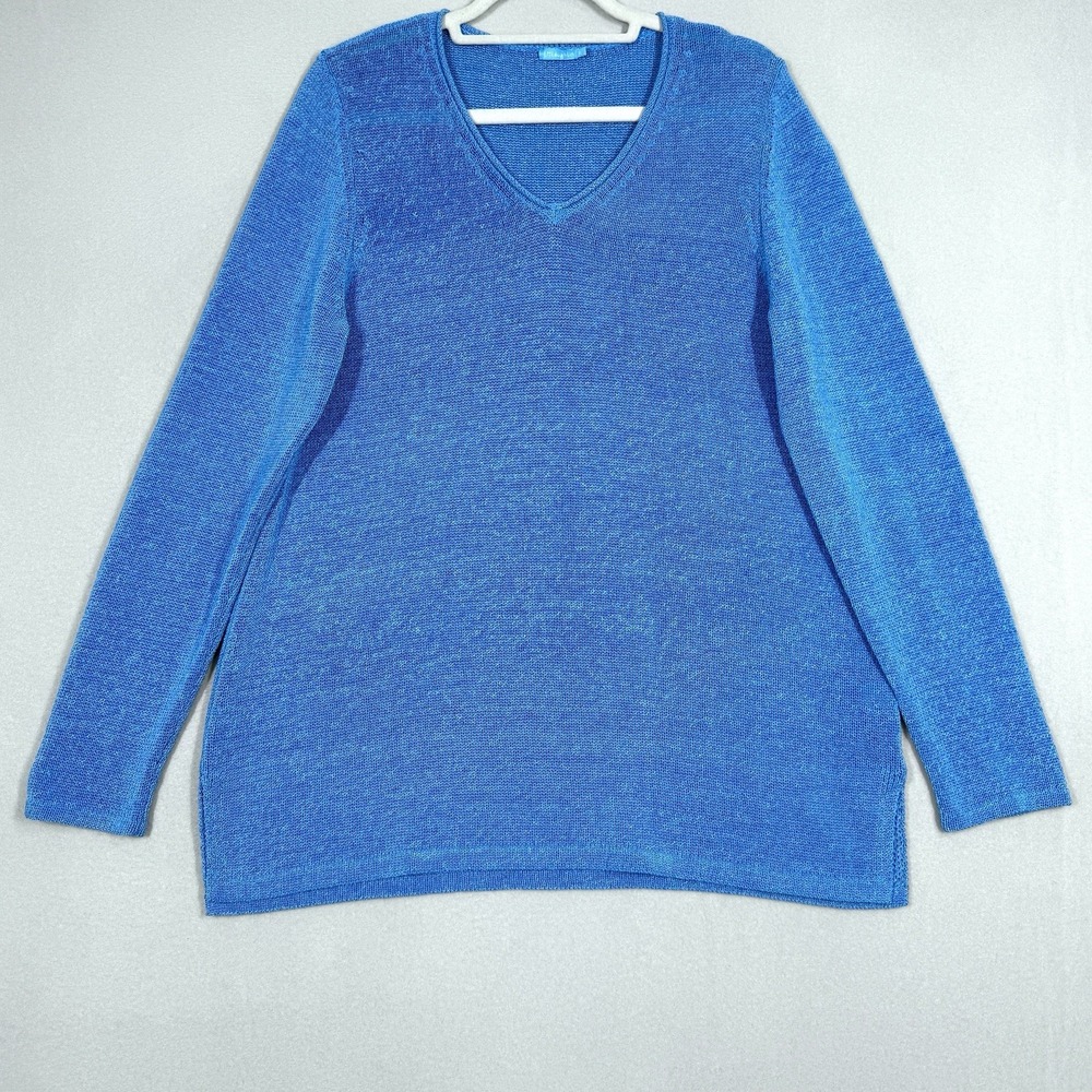 J McLaughlin Sweater Women Small Callum Havana Knit Yarn V Neck Pullover Coastal